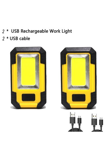 Heinast built-in Battery 4000MaH 2PCS 4000MaH Rechargeable Work Light 30W Super Bright COB Flashlight With M