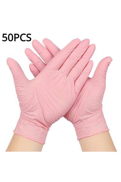 Choice S 50PCS 30/50/100PCS Pink Disposable Nitrile Gloves Household Cleaning Gloves For Clean Dishes Dyein