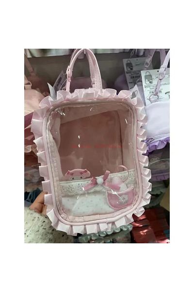 Choice Yellow Sanrio Kawaii Doll Bags Japan Style Square Pain Bags Girls Ruched Design Cute Layer Handbags