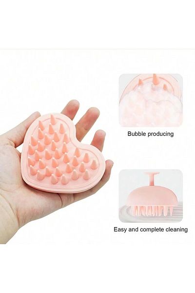 Choice Gj22-rosered Heart-shaped Silicone Scalp Massager Shampoo Brush Soft Bristles Wet Dry Scalp Brush Wa