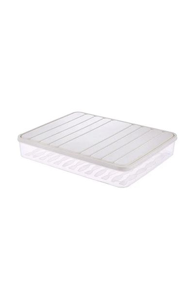 Choice L White Freezer Dumpling Box Food Storage Container Stackable Food Saver Box with Lid Square Plastic