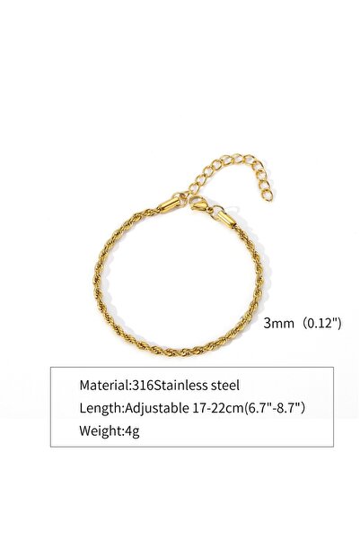 Choice سوار رجالي من الفولاذ المقاوم للصدأ بتصميم كلاسيكي، سلسلة ملتوية ذهبية...