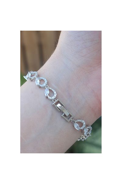 Skygo Brass Zircon Stone Vip Series Silver Barley Model Bracelet - TJ-BB6062