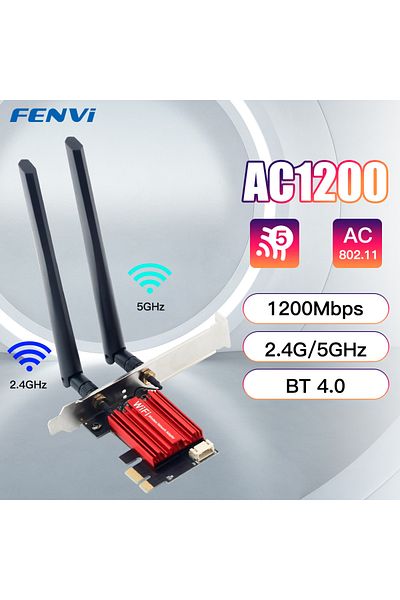 fenvi WiFi 5 AC1200 WiFi 5 AC1200 PCI-E Wireless Adapter Network Card BT 4.0 Dual Band 2.4G/5GHz 802.11AC