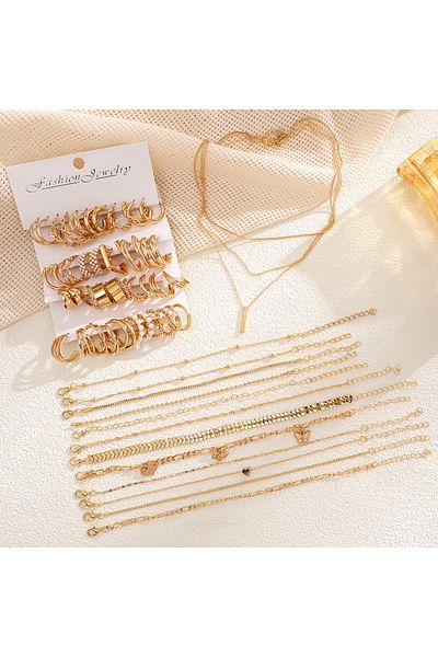 Choice AYQT6227701HB 37 Boho Gold Color Jewelry Set for Women Fashion Multi-Layered Necklace Geometric Pear