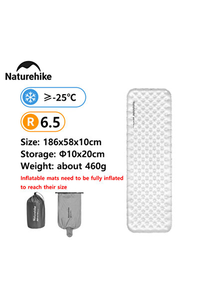 Naturehike مرتبة هوائية للتخييم من Naturehike 2024 خفيفة الوزن للغاية 6.5 عالية القيمة R دافئة في الشتاء 10 سم