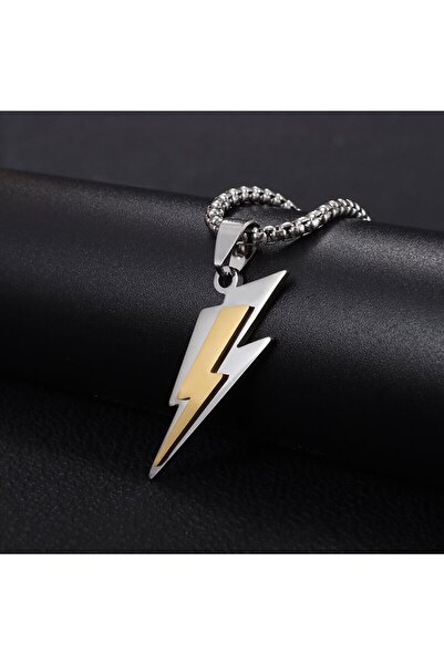 Choice AL4544-قلادة برق مزدوجة الطبقات من الفولاذ المقاوم للصدأ باللون الذهبي...