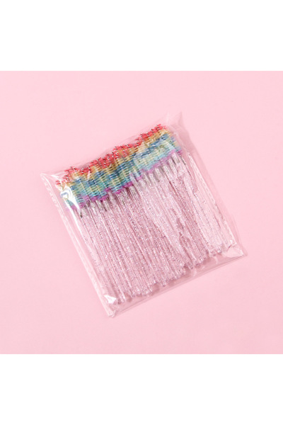 Choice1 قوس قزح وردي - 50 قطعة، فرشاة رموش ملونة، ماسكارا، مكبس رموش، تمديد رموش صناعية