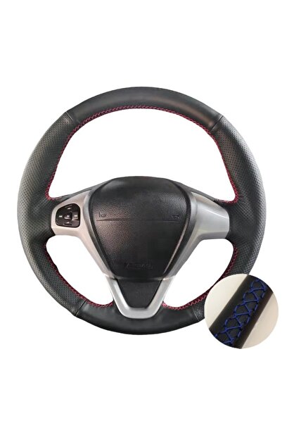 Choice غطاء عجلة قيادة سيارة من الجلد المصنوع من الألياف الدقيقة بخيوط زرقاء ...