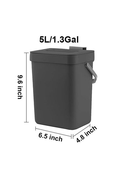 Choice 5L Black Small Plastic Trash Can, Hanging Small Trash Can with Lid Under Sink for Kitchen,Food Waste