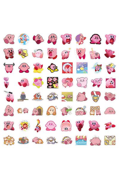 Choice 60pcs 60PCS Kirby Game Cartoon Cute Sticker Water Bottle Notebook Waterproof Stickers Decoration Sup