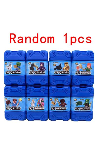 Choice Random 1pcs New Cartoon Building Blocks Action Figure Cartoon Mine, the world Toy Bricks Assemble E
