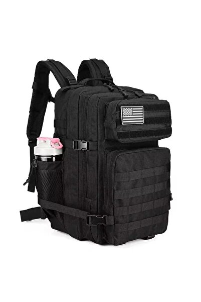 Choice حقيبة ظهر تكتيكية سوداء سعة 45 لترًا، حقيبة ظهر هجومية، حقيبة سفر خارجية مقاومة للماء لمدة 3 أيام، حقيبة ظهر للتسلق