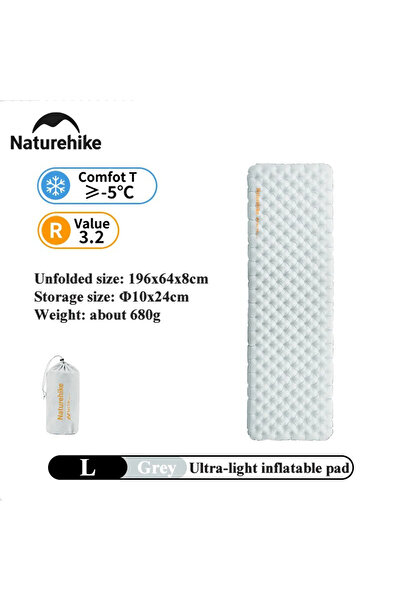 Naturehike مرتبة تخييم شتوية من Naturehike رمادية اللون عالية القيمة R دافئة وخفيفة الوزن للنوم في الهواء الطلق سميكة