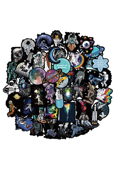 Choice 50pcs-Random 50Pcs Outer Space Astronaut Graffiti Stickers Cartoon DIY Skateboard Fridge Motorcycle