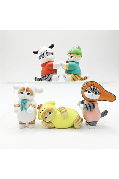 Choice black 5pcs/Set Mofusand Cat Figure Toy Cos Sanrio Cartoon Characters Figurine Home Decoration Kids G