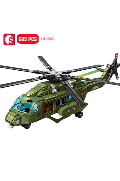 Choice no box 605pcs SEMBO Military Helicopter Assemblage Building Blocks MOC Armed Aircraft, Fighter Model