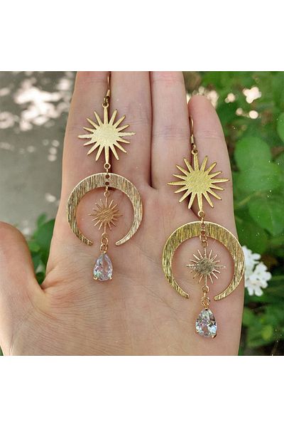 Choice WF1162-1 Fashionable Sun Star Moon Bohemian Style Dangle Earrings for Women Party Hippie Statement L
