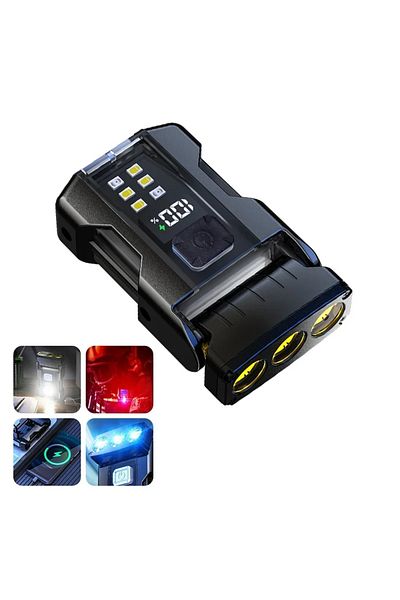 Heinast 1PCS Portable Mini LED Flashlights USB Rechargeable EDC Flashlight with Battery Display Magnetic Wor