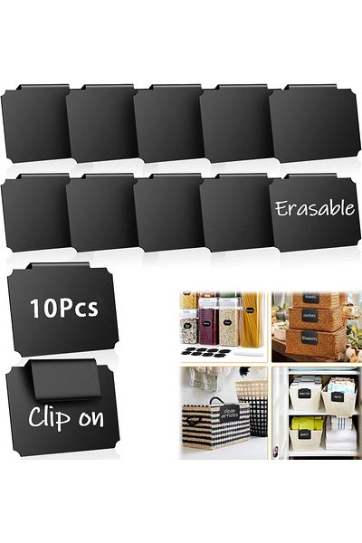 Choice 10PCS Set 10pc Black Square Detachable Basket Label Clip Kitchen Utensil Basket Storage Classificati