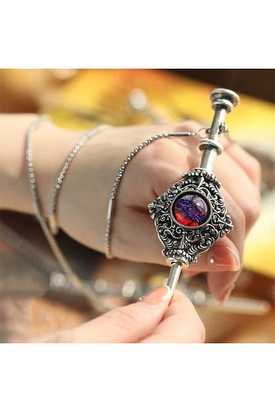 Choice AL18694-Sliver Beautifully Engraved Wizarding World Necklace Wand Magic Stone Pendant Men\\\'s Fashi