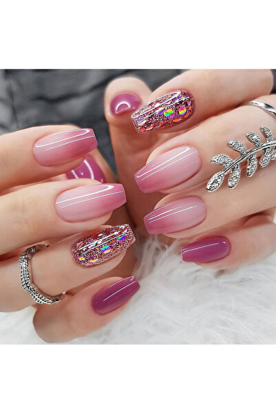 Choice LBJP2577 24 قطعة من أظافر الأصابع اللامعة القصيرة ذات التدرج الفرنسي م...