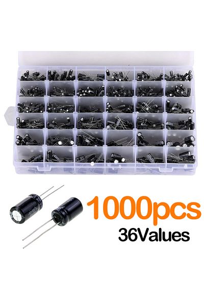 Choice 1000pcs 36 Kinds 0.1uF -1000uF Aluminum Capacitors 16-50V Electrolytic Capacitor Assortment Box Kit
