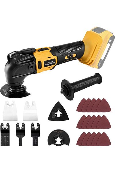 Choice without Battery 23PCS Oscillating Multi Tool Brushless Multi-Tool Handle 6 Variable Speed for Cuttin