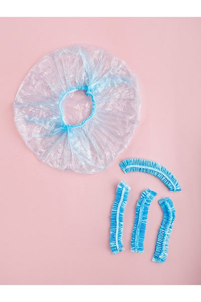 Choice Blue 100pc Disposable Shower Cap, Transparent Plastic Strip Waterproof, Enlarged And Thickened Beaut