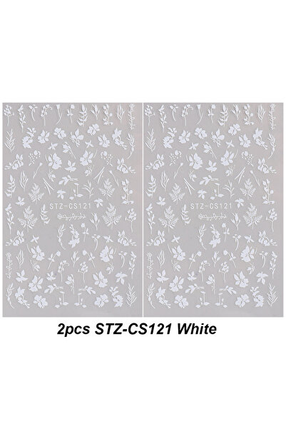 Choice قطعتان STZ-CS121White قطعتان من ملصقات الأظافر ثلاثية الأبعاد بتصميم أ...