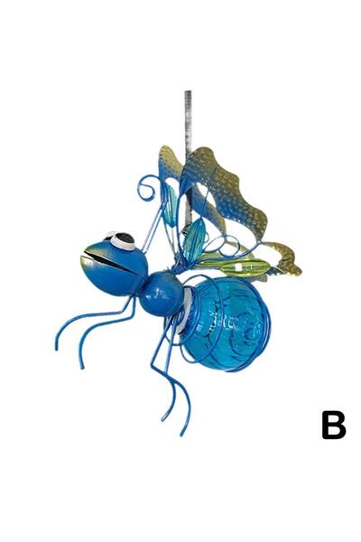 Choice B Solar Iron Insect Statue With LED Fairy Light Outdoor Waterproof Hanging Tree Ornament For Fence .