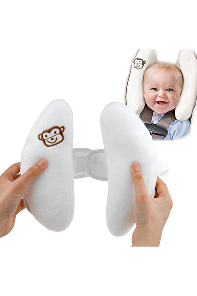 Choice1 وسادة مقعد سيارة للأطفال على شكل موزة بيضاء، وسادة دعم رأس ورقبة الطف...