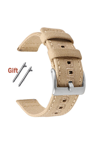 Choice سوار ساعة من القماش المضفر بلون كاكي فضي، مقاس 20 مم، مناسب لساعات 40 ...