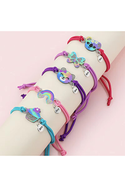 Choice Style A 5Pcs/set Cartoon Bear Butterfly Rainbow Charm Adjustable Cord ...