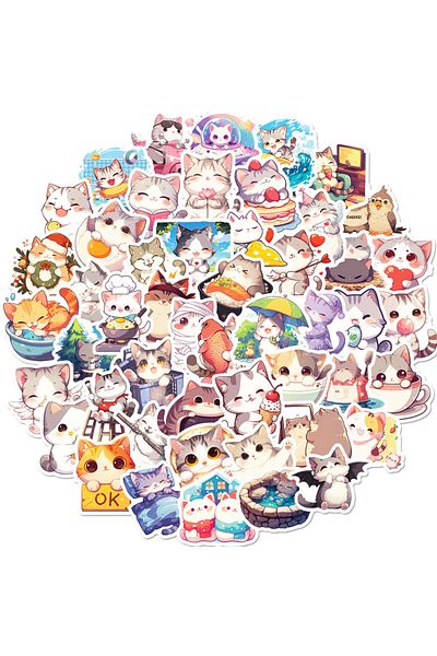 Choice 50pcs 50pcs Daily Life of Cute Cats Cartoon Graffiti Stickers DIY Phone Guitar Laptop Notebook Suitc