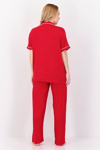 Kathy Ireland Women 2 Pieces Polka Dots Pajama Set, Red