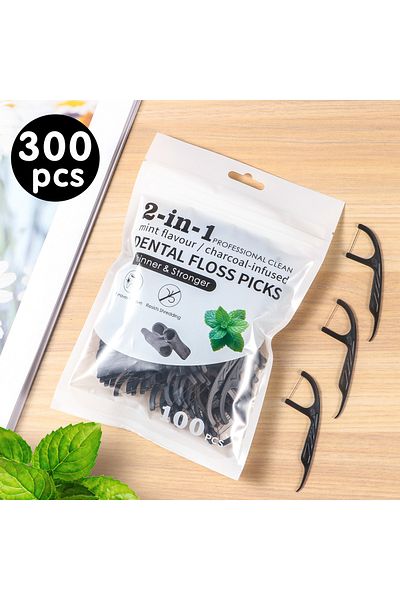 Choice 300pcs 500/300/100/30pcs Large Mouthed Mint Bamboo Charcoal Dental Floss - Fresh Breath Cleaning - R