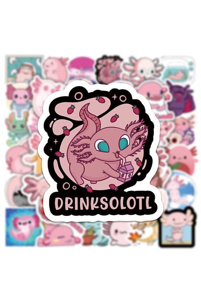 Choice 50pcs Axolotl 50pcs Cute Axolotl Stickers Laptop Phone Case Guitar Skateboard Scrapbook Fridge Carto