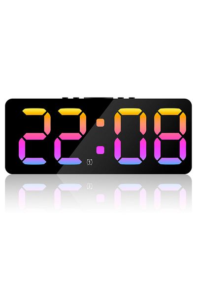 Choice pink light Digital Alarm Clock Large LED Display Brightness Dimmable Digital Clock with USB Charging