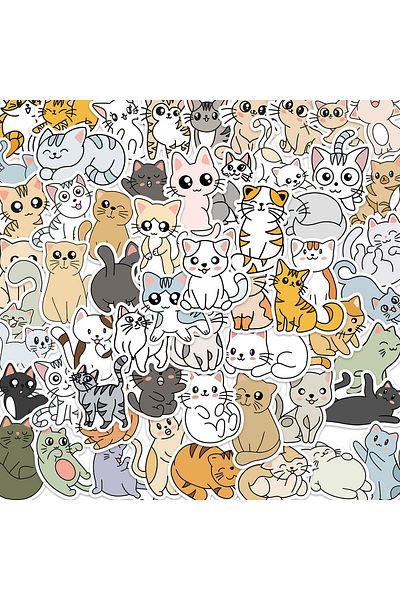 Choice 60pcs 60pcs Cartoon Animal Cats Stickers DIY Waterproof Laptop Phone Skateboard Fridge Guitar Luggag