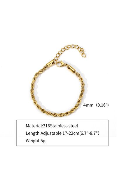 Choice سوار رجالي من الفولاذ المقاوم للصدأ بتصميم كلاسيكي، سلسلة ملتوية ذهبية...