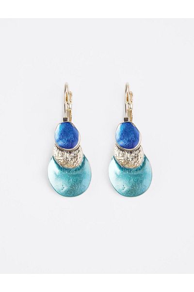 Jimmy Key Blue Triple Round Figured Earrings