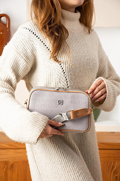 Just Polo حقيبة كتف نسائية مطبوعة منقوشة