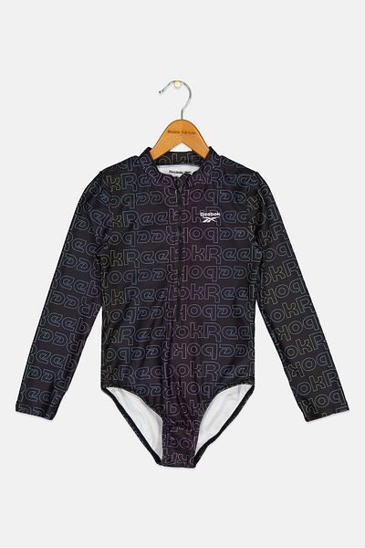 Reebok Kids Girl Brand Logo Rashguard Suit, Multicolor
