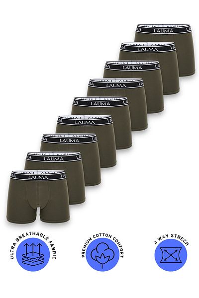 LAUMA Ανδρικά Boxer 9 Pack – Χακί, Βαμβακερά, Ευέλικτα, Εσώρουχα Lycra
