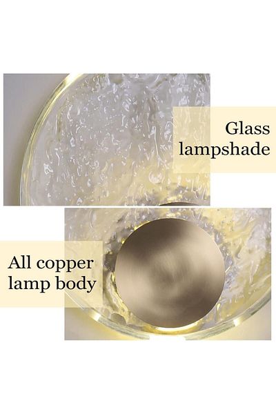 COOYA LED crystal decorative wall lamp,Nordic style,round lampshade,3000K,suitable for bedroom decoration