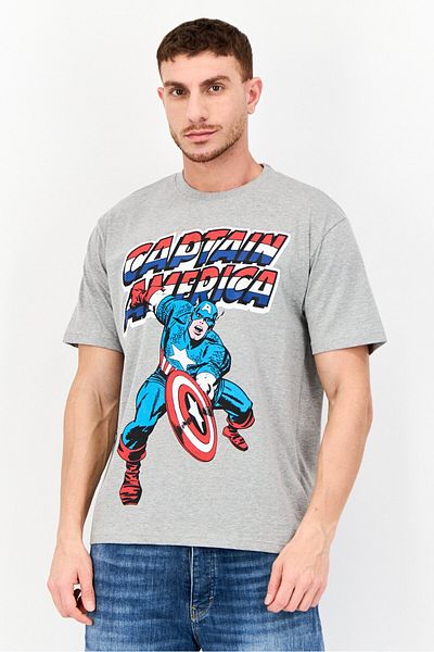 Marvel Men Crew Neck Short Sleeve Graphic Print T-shirt, Grey