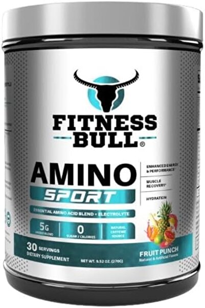 FITNESS BULL أمينو سبورت | مزيج مع BCAA | مصدر طبيعي للكافيين ومزيج من الإلكت...