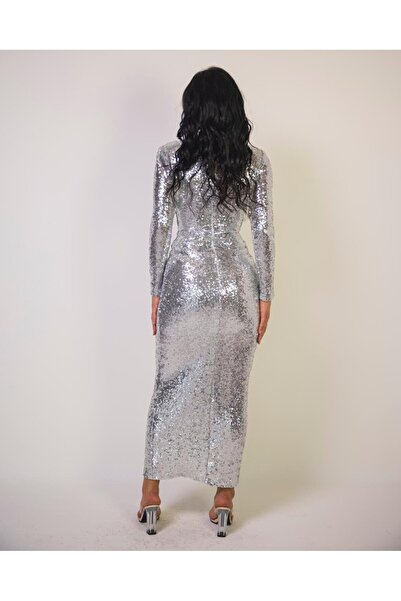 Karll Rochie de seara eleganta cu paiete Ella, poliester, argintiu, marimea 36