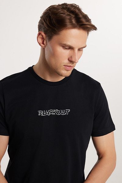 Tudors Ανδρικό T-shirt Slim Fit Slim Fit 100% βαμβακερό μαλακό μπλουζάκι με εμπριμέ μαύρο Crew